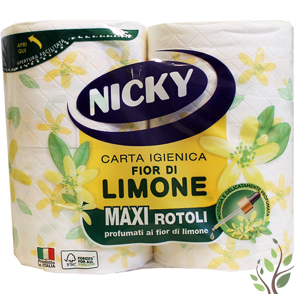 Nicky toalettpapír 4 tekercs 3 réteg 200 lap limone, virág