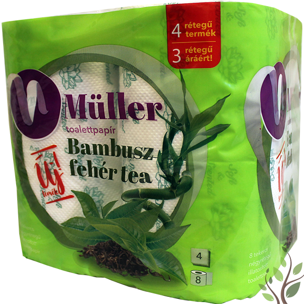 Müller toalettpapír 8 tekercs 3 réteg bambusz fehér tea